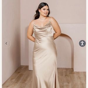 Revelry skye satin dress gold champagne size 6